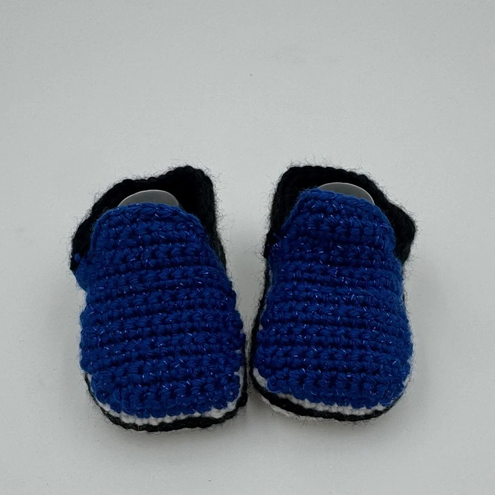 Handmade Blue and Black Kids Crochet Shoes